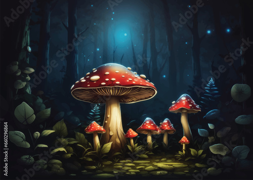 Mushrooms 3D illustration
