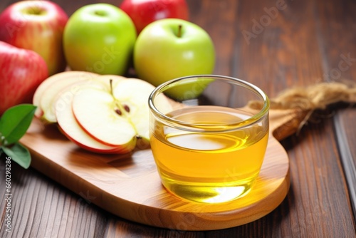 sliced apple cider vinegar mother on a board photo