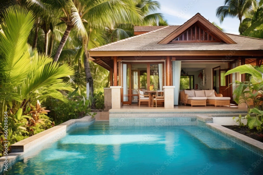 tropical vacation home with a private pool