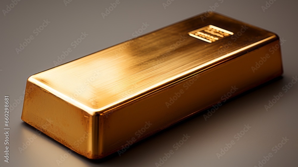 Gold ingot with gray background Gold ingot with gray background