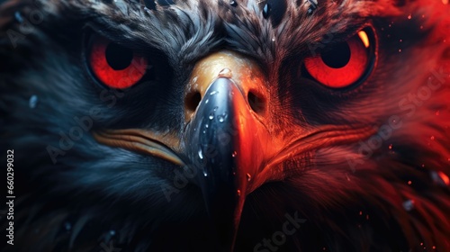 Close up of eagle eyes.