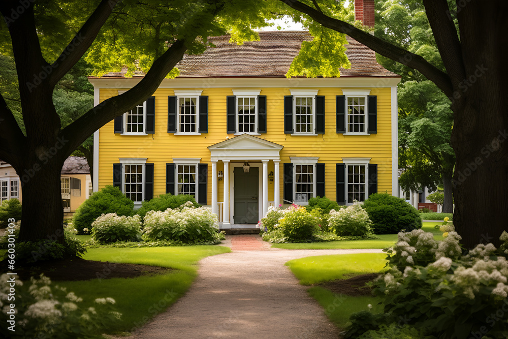 colonial house in spring colonial house in spring