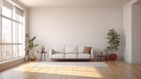 Modern mid century and minimalist interior of living.Generative AI
