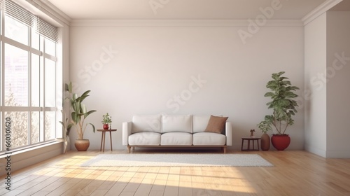 Modern mid century and minimalist interior of living.Generative AI © Sukritidesign