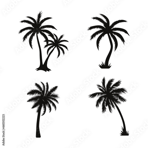 Palm Tree Silhouette Collection. Tropical Botany. Vector Illustration. 