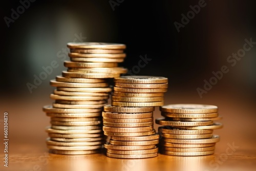 macro shot of coins stacked on top of each other