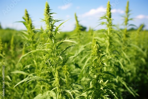 close-up shot of ragweed plant, a common allergen