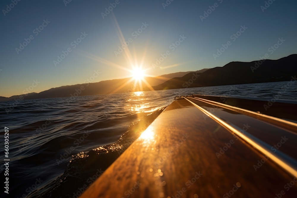 sun glimmering off a boats body