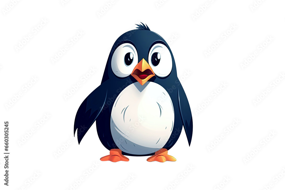 Naklejka premium penguin on a white isolated background. Cartoon character bird. Generative AI illustration