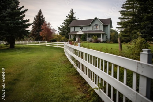 a fence circling a secluded home in a rural setting