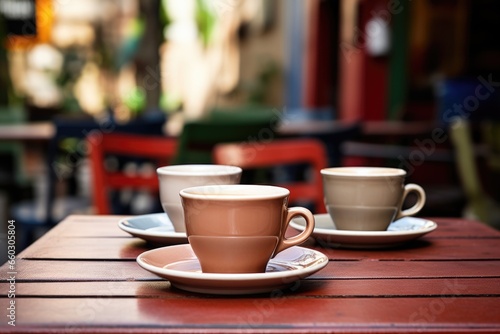 coffee cups on a cafe table