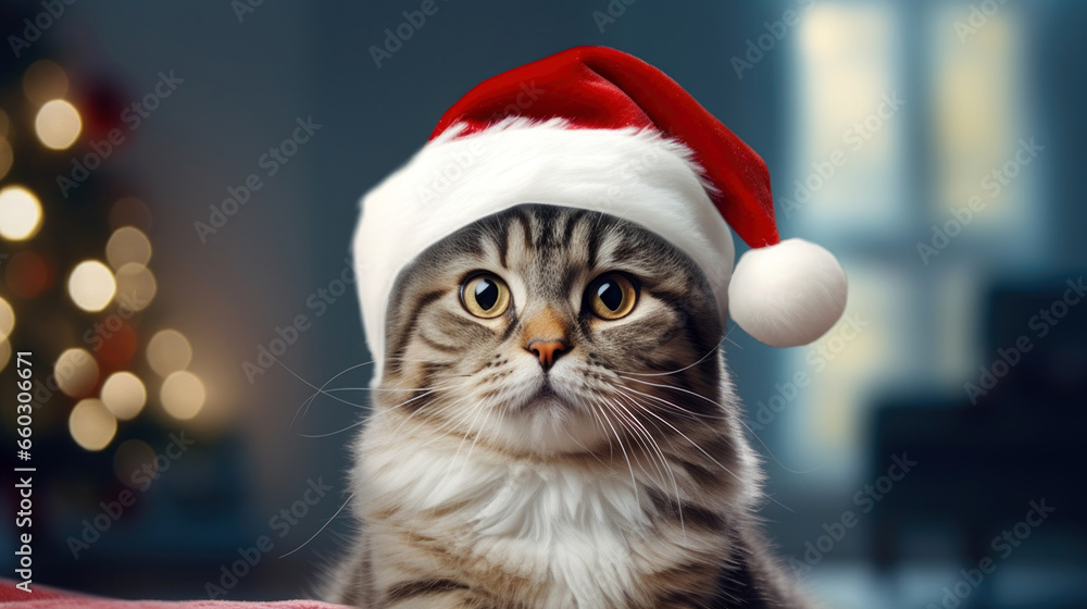 cat in santa claus hat cat in santa claus hat