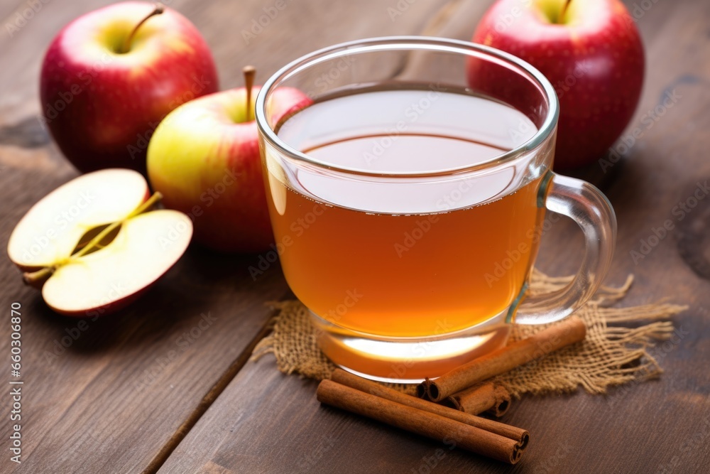 a glass of apple cider vinegar with a sprinkle of cinnamon a glass of apple cider vinegar with a sprinkle of cinnamon