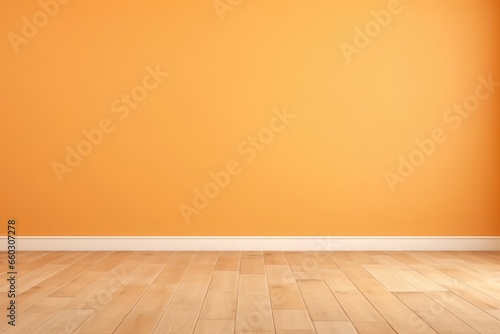 empty room with wooden floor and yellow wall