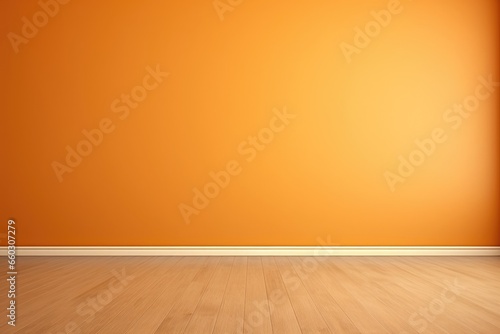 empty room with wooden floor and yellow wall