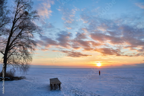Frozen Winter Sunset photo