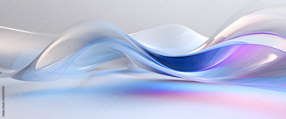 Naklejka premium Sleek Metallic Waves, abstract smooth, flowing metallic waves in a palette of soft purples and blues, futuristic elegance and fluidity backdrop