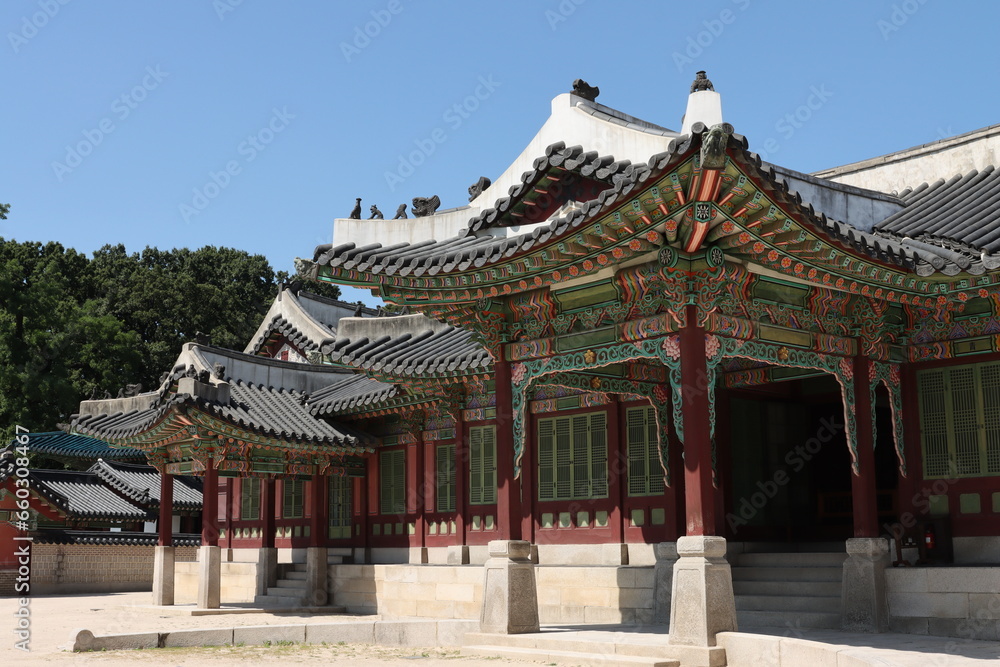 Das Huijeongdang Gebäude war das Schlafgemach vom König, Königinnen und den Konkubinen im Changdeokgung Palast Komplex in Seoul, Südkorea