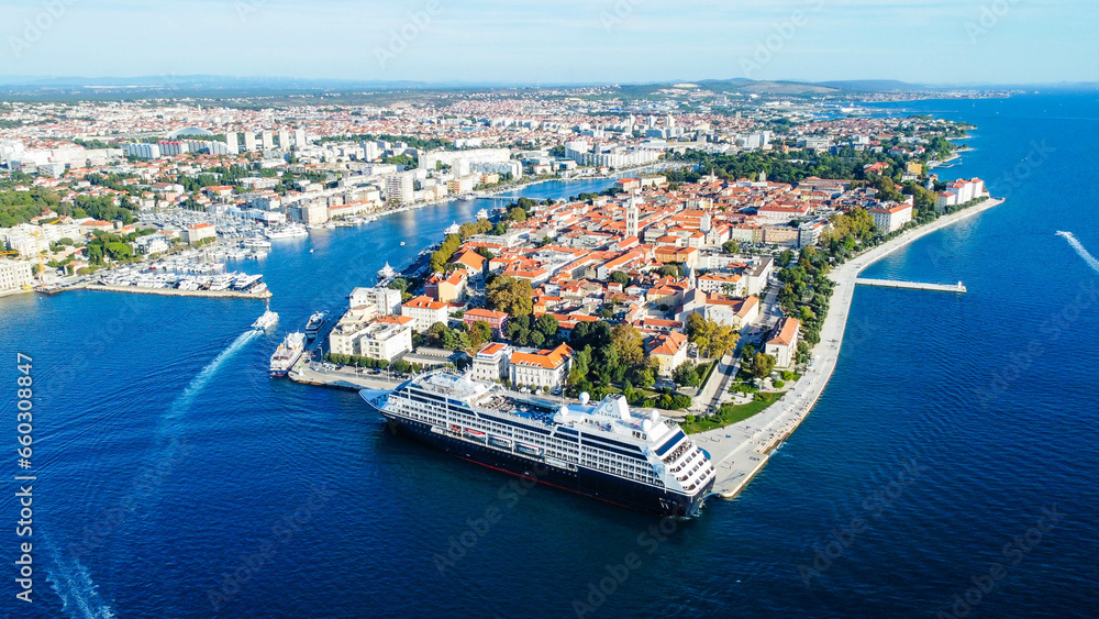 Fototapeta premium Zadar, old city, aerial view, Croatia