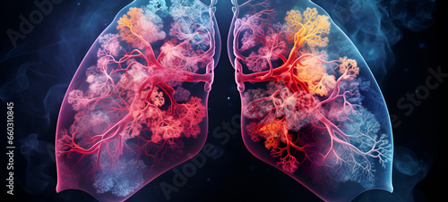 Unhealthy lungs full of smoke lung cancer concept. Lung Cancer Awareness: Visualizing Smoke-Damaged Lungs