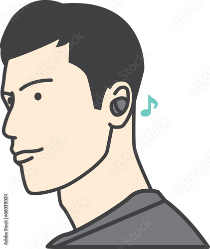 Man wearing black wireless earphones