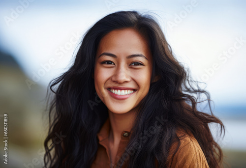 Portrait of a smiling woman isolated from the background