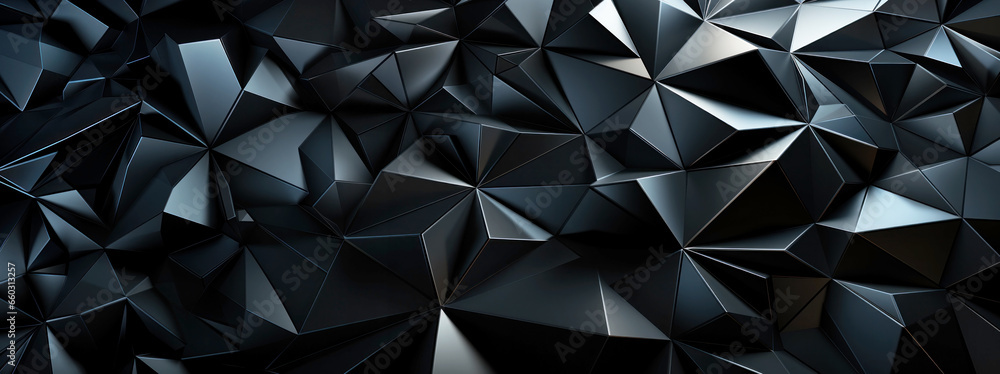 Obraz premium Abstract black low polygon triangles (trigonal pyramids) mesh