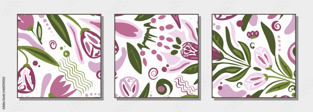 A set of three handmade floral paintings with delicate pink flowers for room decor. Wall decor in orange and blue tones. Wall decoration. A set of three handmade floral paintings with delicate pink flowers for room decor. Wall decor in orange and blue tones. Wall decoration.