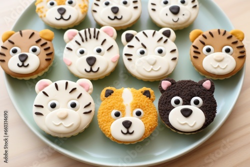 cupcakes with distinct animal face decorations