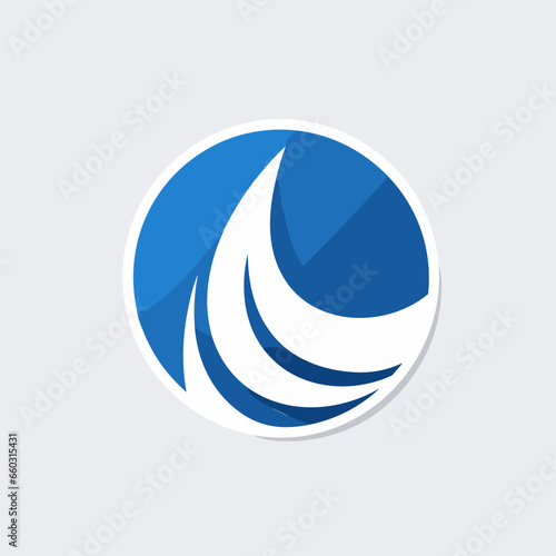 Swimming pool filled colorful logo. Healthy lifestyle. Physical therapy. Water symbol. Design element. Created with artificial intelligence. Ai art for corporate branding, wellness center