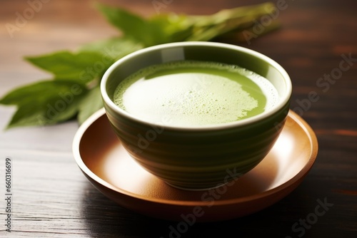 a bowl of hot matcha green tea