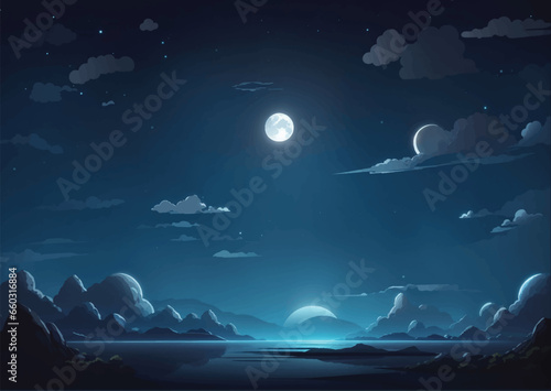 Full moon with star , Vector
