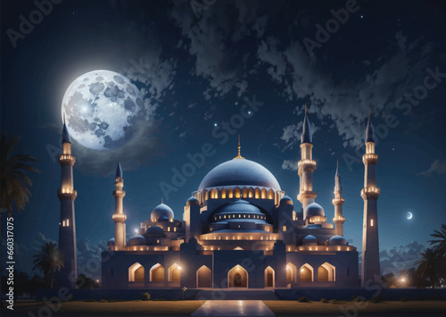 Taj Mahal night vector