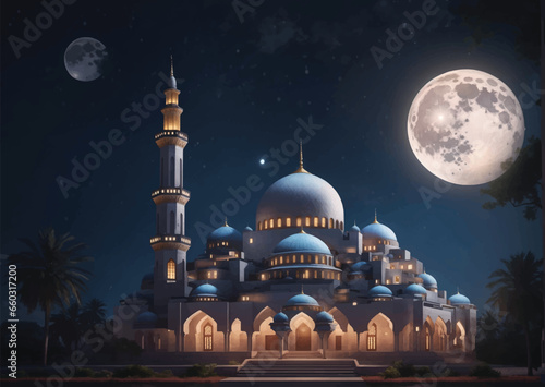 Taj Mahal night vector