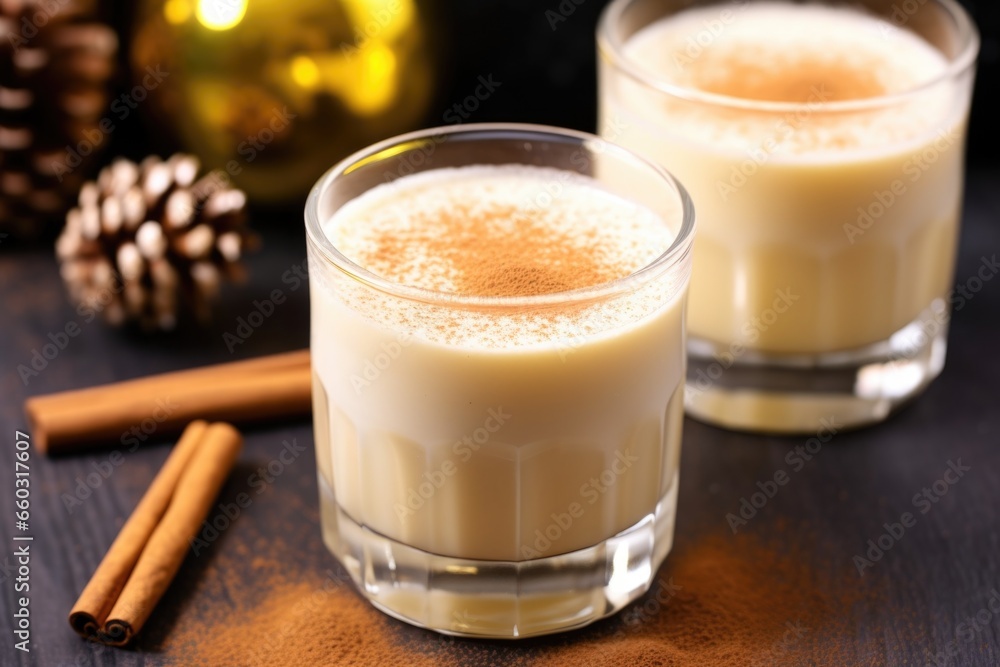 eggnog in a glass rimmed with sugar crystals eggnog in a glass rimmed with sugar crystals