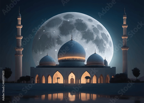 Taj Mahal night vector