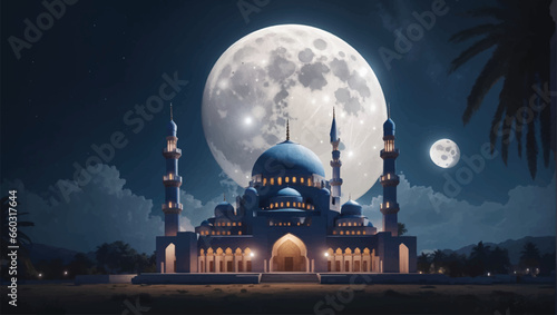Taj Mahal night vector