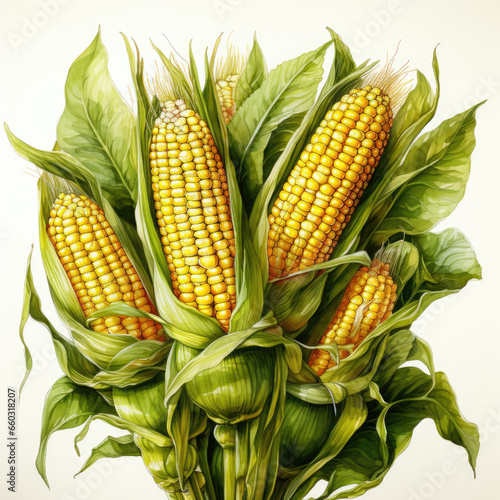 watercolor Corn Teaclipart, Generative Ai