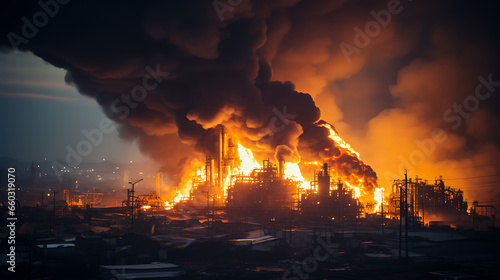 Oil Refinery Ablaze photo