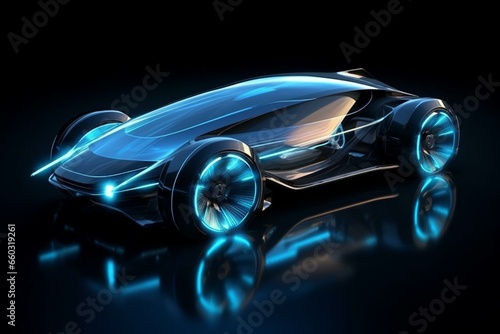 Futuristic hologram car design with new technology. Generative AI