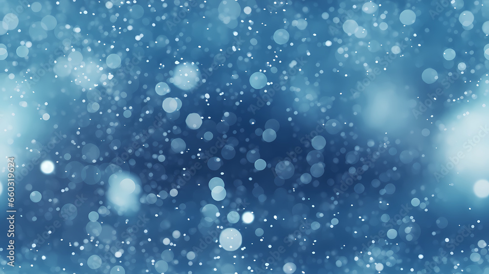 A Snow-Covered Landscape Bathed in Light, Christmas background, snowflakes and magic bokeh lights background