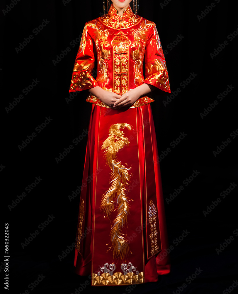Asian ancient beauties wearing red clothes