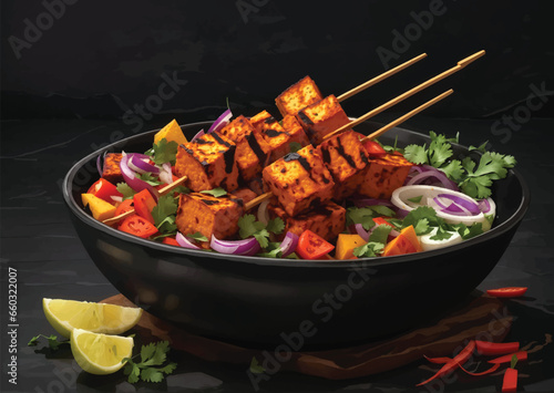 paneer skewers vector
