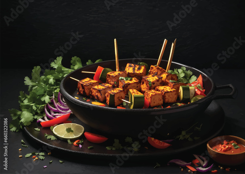 paneer skewers vector
