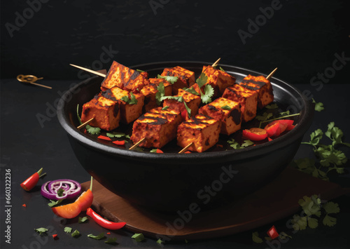 paneer skewers vector