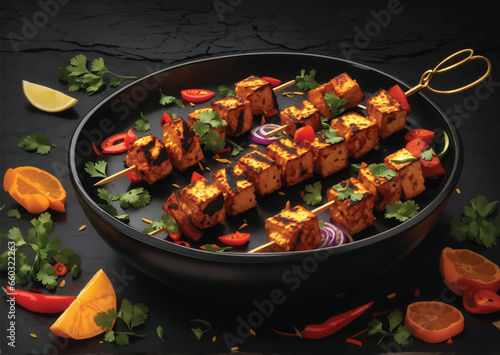 paneer skewers vector