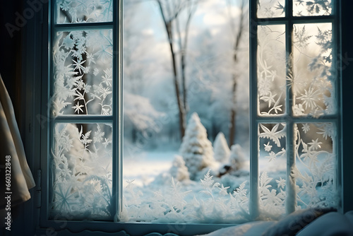 Frost pattern on frozen win...