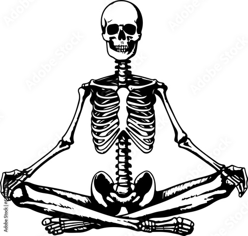 Skeleton sitting cross-legged illustration