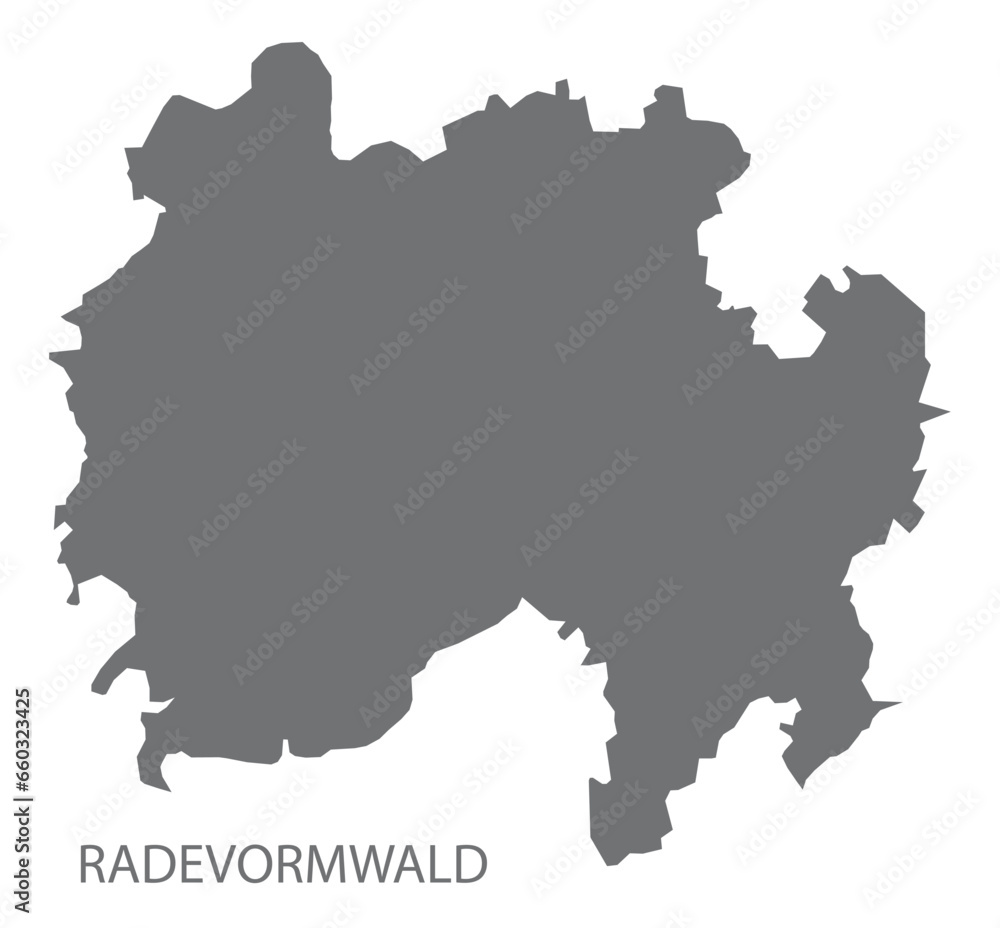 Radevormwald German city map grey illustration silhouette shape