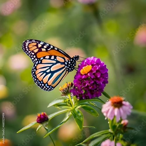 butterfly on flower AI generated 